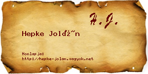 Hepke Jolán névjegykártya